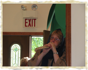 Mrs. Kehoe with Shofar